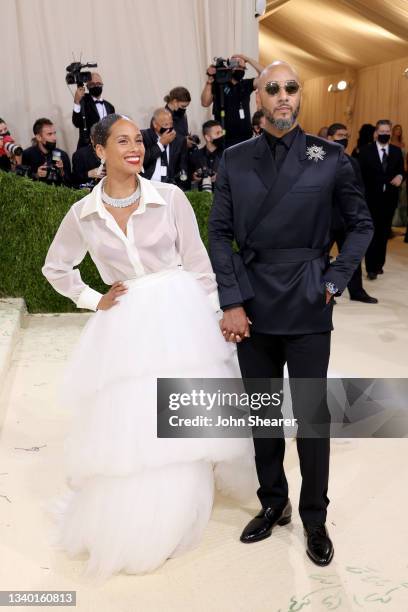 Alicia Keys and Swizz Beatz attend The 2021 Met Gala Celebrating In America: A Lexicon Of Fashion at Metropolitan Museum of Art on September 13, 2021...
