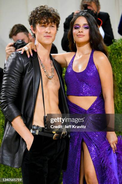 Shawn Mendes and Camila Cabello attend The 2021 Met Gala Celebrating In America: A Lexicon Of Fashion at Metropolitan Museum of Art on September 13,...