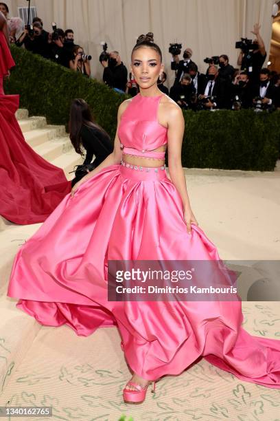 Leslie Grace attends The 2021 Met Gala Celebrating In America: A Lexicon Of Fashion at Metropolitan Museum of Art on September 13, 2021 in New York...