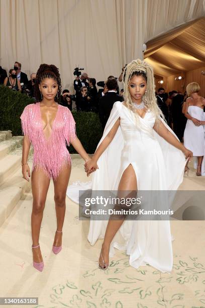 Halle Bailey and Chloe Bailey attend the The 2021 Met Gala Celebrating In America: A Lexicon Of Fashion at Metropolitan Museum of Art on September...