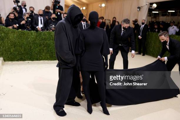 Kim Kardashian and Demna Gvasalia attend The 2021 Met Gala Celebrating In America: A Lexicon Of Fashion at Metropolitan Museum of Art on September...