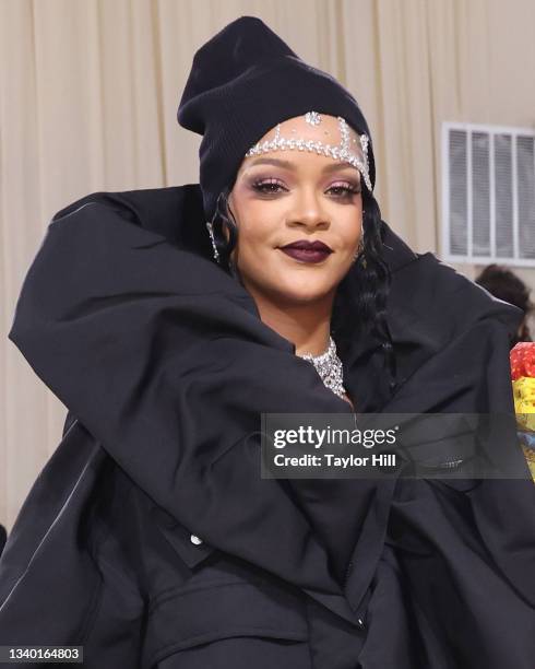 Rihanna attends the 2021 Met Gala benefit "In America: A Lexicon of Fashion" at Metropolitan Museum of Art on September 13, 2021 in New York City.