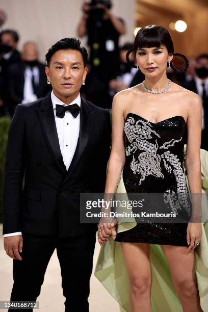 Prabal Gurung and Gemma Chan attend The 2021 Met Gala Celebrating In America: A Lexicon Of Fashion at Metropolitan Museum of Art on September 13,...