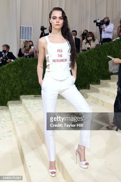 Cara Delevingne attends the 2021 Met Gala benefit "In America: A Lexicon of Fashion" at Metropolitan Museum of Art on September 13, 2021 in New York...