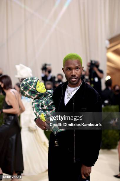 Frank Ocean attends The 2021 Met Gala Celebrating In America: A Lexicon Of Fashion at Metropolitan Museum of Art on September 13, 2021 in New York...