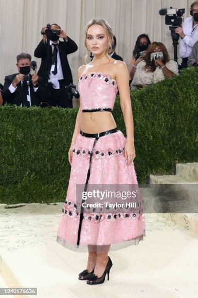 Lily-Rose Depp attends the 2021 Met Gala benefit "In America: A Lexicon of Fashion" at Metropolitan Museum of Art on September 13, 2021 in New York...