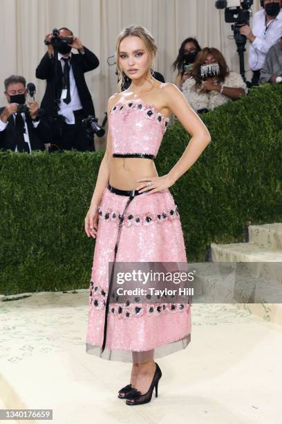 Lily-Rose Depp attends the 2021 Met Gala benefit "In America: A Lexicon of Fashion" at Metropolitan Museum of Art on September 13, 2021 in New York...