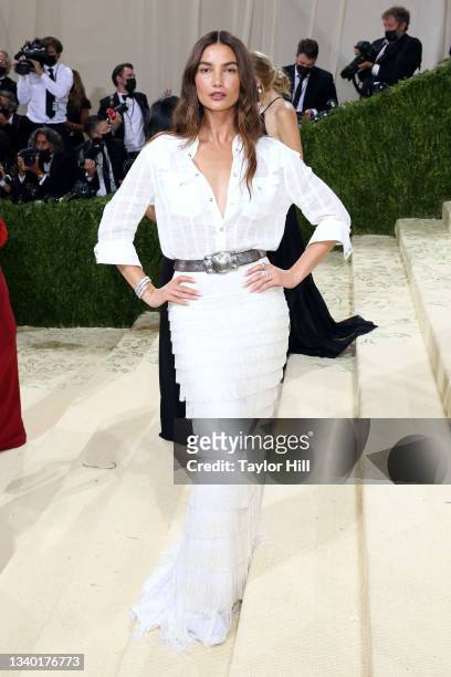 Lily Aldridge attends the 2021 Met Gala benefit "In America: A Lexicon of Fashion" at Metropolitan Museum of Art on September 13, 2021 in New York...