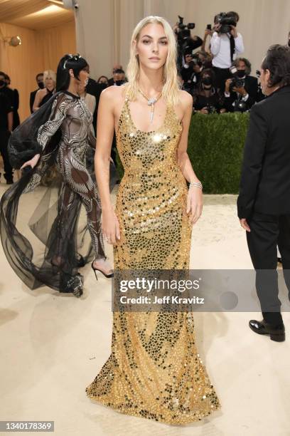 Vittoria Ceretti attends The 2021 Met Gala Celebrating In America: A Lexicon Of Fashion at Metropolitan Museum of Art on September 13, 2021 in New...