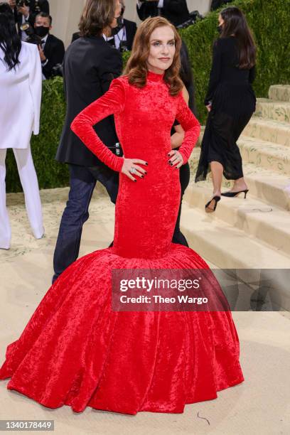 Isabelle Huppert attends The 2021 Met Gala Celebrating In America: A Lexicon Of Fashion at Metropolitan Museum of Art on September 13, 2021 in New...