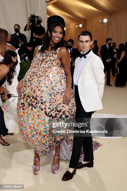 Natalia Bryant and designer Conner Ives attend The 2021 Met Gala Celebrating In America: A Lexicon Of Fashion at Metropolitan Museum of Art on...