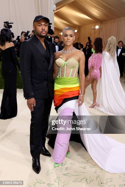 Christopher John Rogers and Jordan Alexander attend The 2021 Met Gala Celebrating In America: A Lexicon Of Fashion at Metropolitan Museum of Art on...