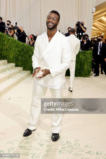 Aldis Hodge attends The 2021 Met Gala Celebrating In America: A Lexicon Of Fashion at Metropolitan Museum of Art on September 13, 2021 in New York...