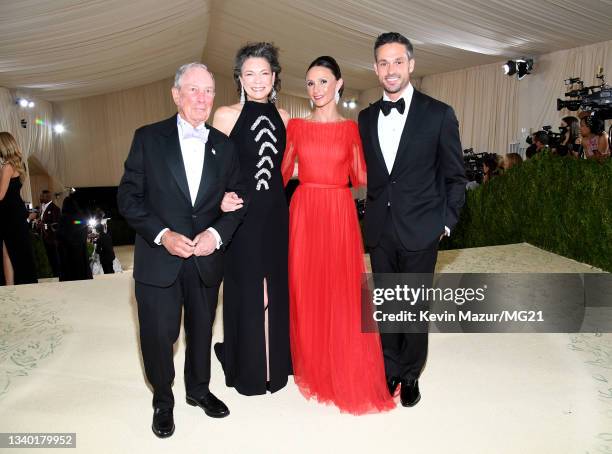 Michael Bloomberg, Diana Taylor, Georgina Bloomberg and Justin Waterman attend The 2021 Met Gala Celebrating In America: A Lexicon Of Fashion at...