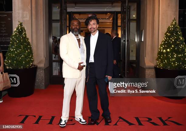 Lee Daniels and Jahil Fisher depart The Mark Hotel for the 2021 Met Gala on September 13, 2021 in New York City.