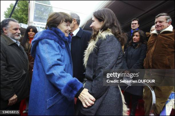 Mazarine Pingeot, daughter of Francois Mitterrand and Danielle Mitterrand at the inaugural ceremony of the Quay Francois Mitterrand, on October 26 in...