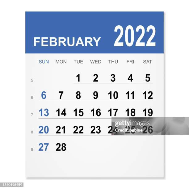 february 2022 calendar - february 1 stock illustrations