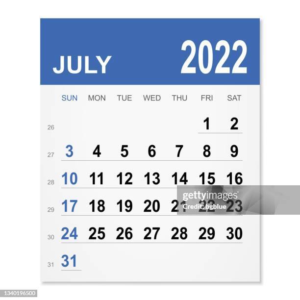 july 2022 calendar - july stock illustrations