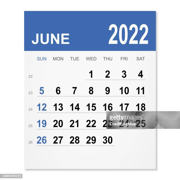 june 2022 calendar - june 1 stock illustrations
