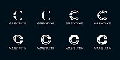 Set of initial letter C abstract logo vector template