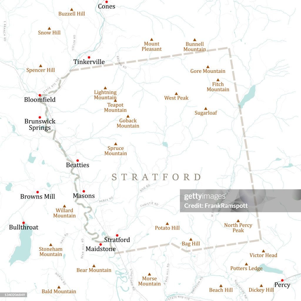 NH Coos Stratford Vector Road Map