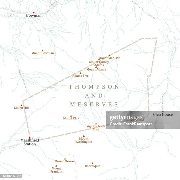 nh coos thompson and meserves vector road map - mount washington new hampshire road stock illustrations