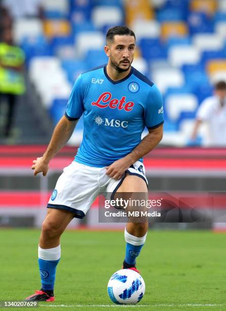 Kostas Manolas of SSC Napoli in action ,during the Serie A match between SSC Napoli and Juventus at Stadio Diego Armando Maradona on September 11,...