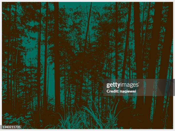 vector art engraving style painting forest landscape illustration,abstract backgrounds - woodland stock illustrations