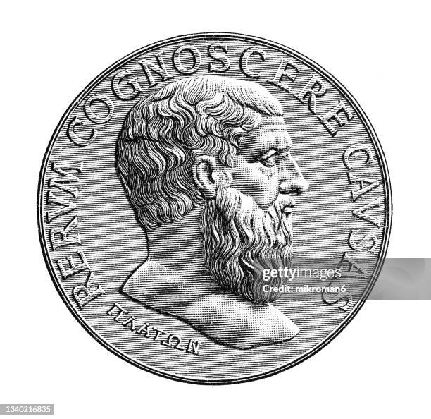 old engraved illustration of numismatics, medal - ancient coin stock pictures, royalty-free photos & images