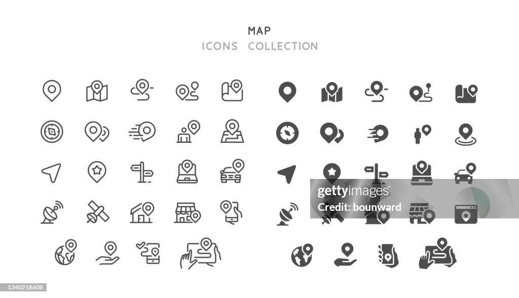 Line & Flat Navigation Map Icons