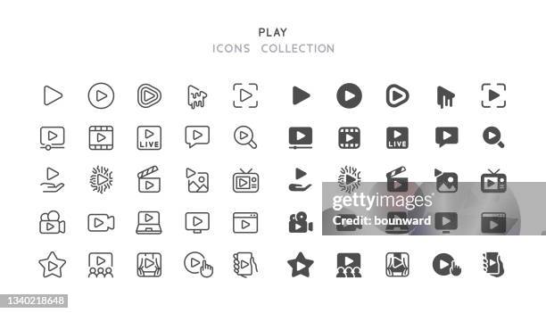 line & flat play icons - vcr stock illustrations