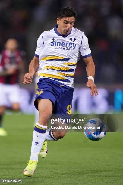 Giovanni Simeone of Hellas Verona in action during the Serie A match between Bologna FC and Hellas Verona FC at Stadio Renato Dall'Ara on September...