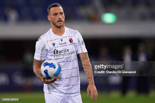 Marko Arnautovic of Bologna FC during the Serie A match between Bologna FC and Hellas Verona FC at Stadio Renato Dall'Ara on September 13, 2021 in...