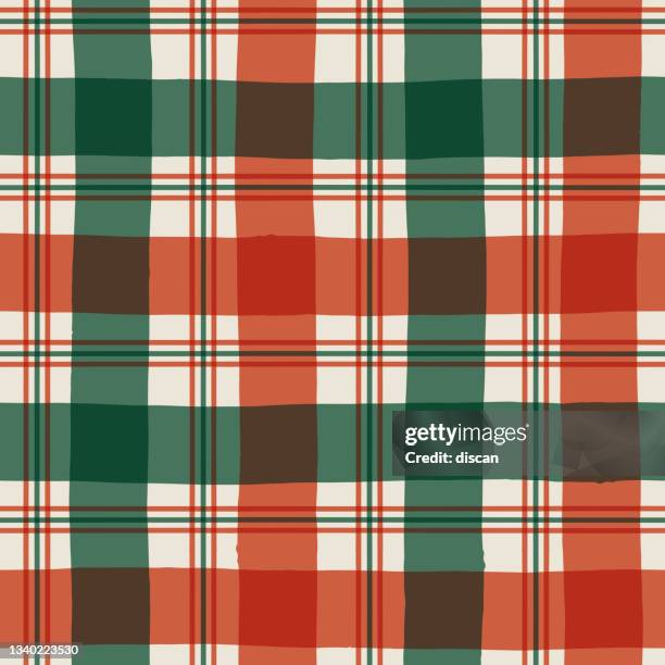 christmas tartan seamless pattern. - retro pattern stock illustrations