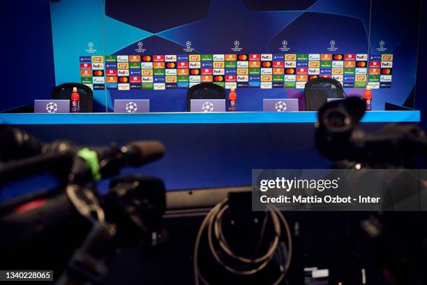 General view inside the Uefa Campions League press conference of FC Internazionale Milano at Appiano Gentile on September 14, 2021 in Como, Italy.