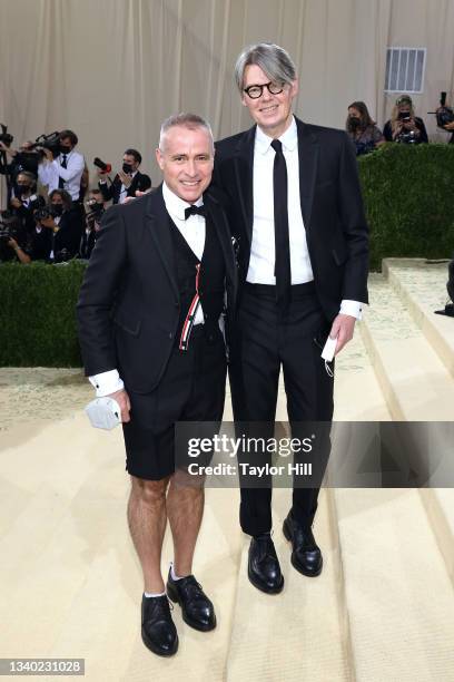 Thom Browne and Andrew Bolton attend the 2021 Met Gala benefit "In America: A Lexicon of Fashion" at Metropolitan Museum of Art on September 13, 2021...