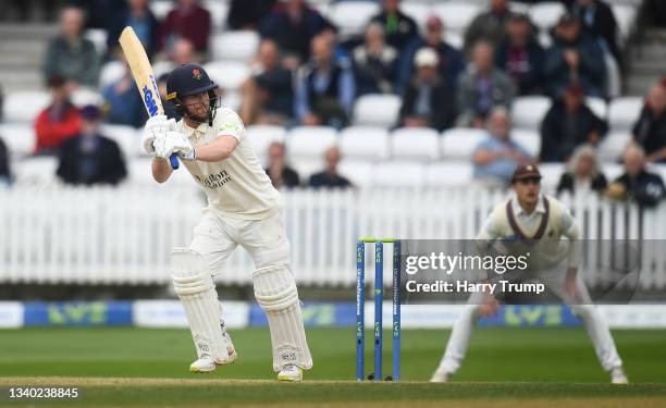 Alex Davies of Lancashire plays a shot during Day Three of the LV= Insurance County Championship match between Somerset and Lancashire at The Cooper...