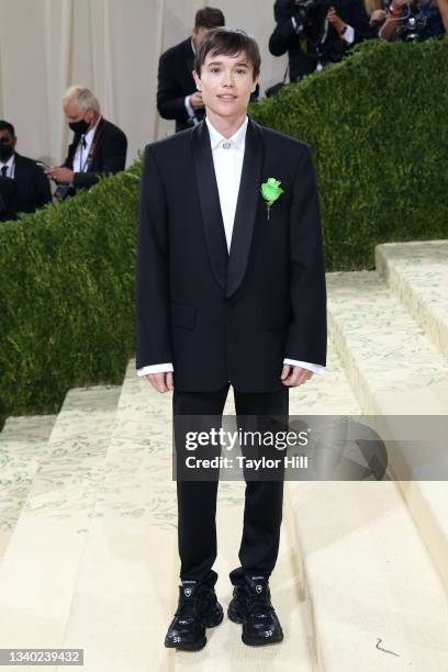 Elliot Page attends the 2021 Met Gala benefit "In America: A Lexicon of Fashion" at Metropolitan Museum of Art on September 13, 2021 in New York City.