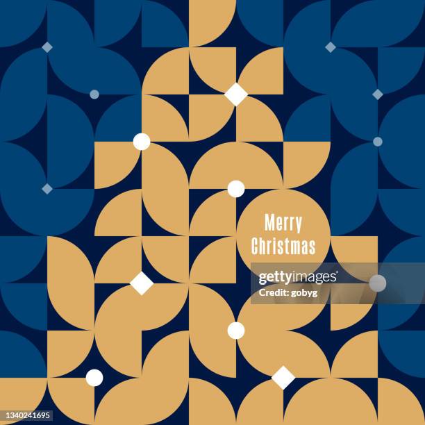 geometrischer weihnachtsbaum - dark blue stock-grafiken, -clipart, -cartoons und -symbole