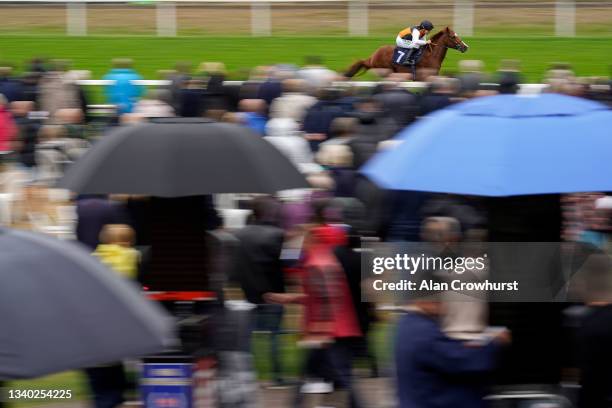 Jamie Spencer riding Light Infantry win The British Stallion Studs EBF Novice Stakes at Yarmouth Racecourse on September 14, 2021 in Yarmouth,...