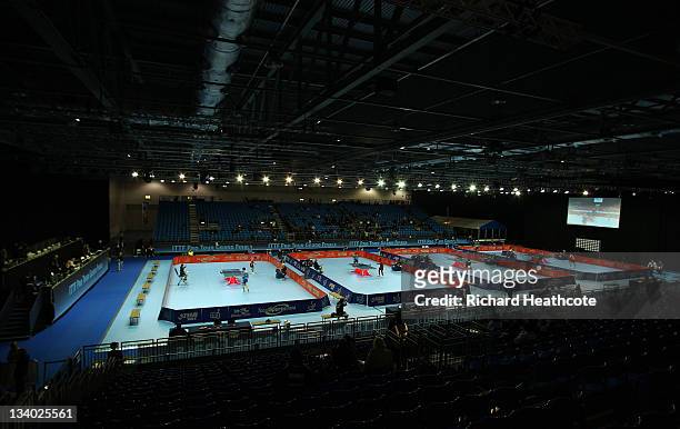 General view of the arena during the ITTF Pro Tour Table Tennis Grand Finals at the ExCel on November 24, 2011 in London, England.