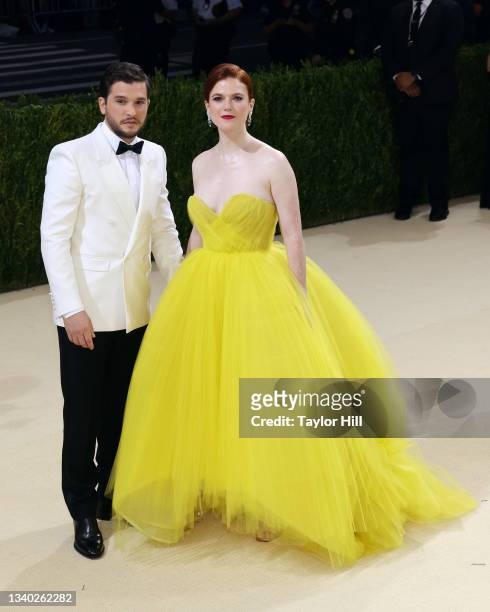 Kit Harington and Rose Leslie attend the 2021 Met Gala benefit "In America: A Lexicon of Fashion" at Metropolitan Museum of Art on September 13, 2021...