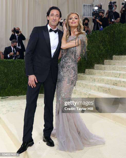 Adrien Brody and Georgina Chapman attend the 2021 Met Gala benefit "In America: A Lexicon of Fashion" at Metropolitan Museum of Art on September 13,...