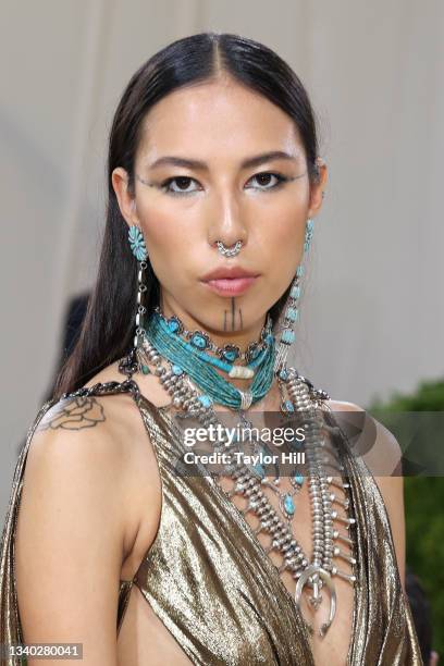 Quannah Chasinghorse attends the 2021 Met Gala benefit "In America: A Lexicon of Fashion" at Metropolitan Museum of Art on September 13, 2021 in New...