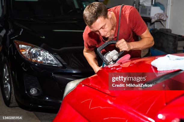 car polishing - car detailing stock pictures, royalty-free photos & images