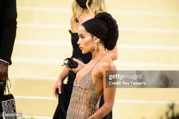 Actor Zoe Kravitz attends the 2021 Met Gala Celebrating In America: A Lexicon Of Fashion at the Metropolitan Museum Of Art on September 13, 2021 in...