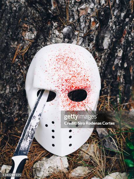 halloween mask: scary in the forest - maléfica película fotografías e imágenes de stock