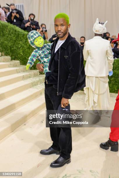 Frank Ocean attends The 2021 Met Gala Celebrating In America: A Lexicon Of Fashion at Metropolitan Museum of Art on September 13, 2021 in New York...