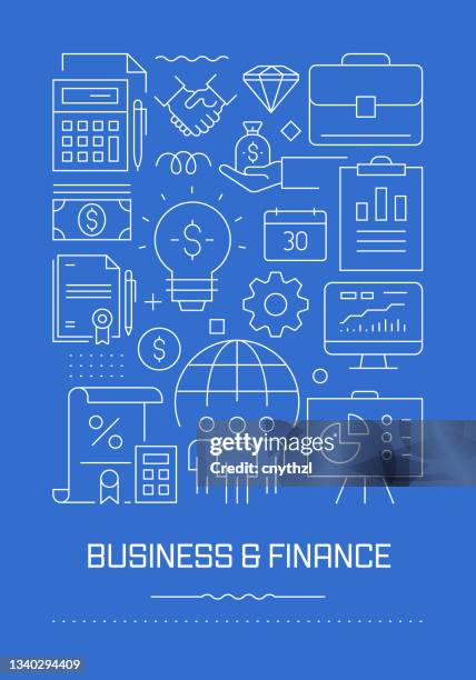 stockillustraties, clipart, cartoons en iconen met business and finance related modern line design brochure, poster, flyer, presentation template vector illustration - tijdschriftcover