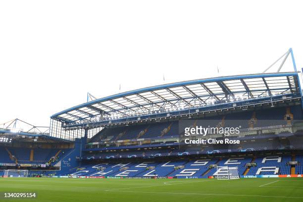 General view inside the stadium prior to the UEFA Champions League group H match between Chelsea FC and Zenit St. Petersburg at Stamford Bridge on...